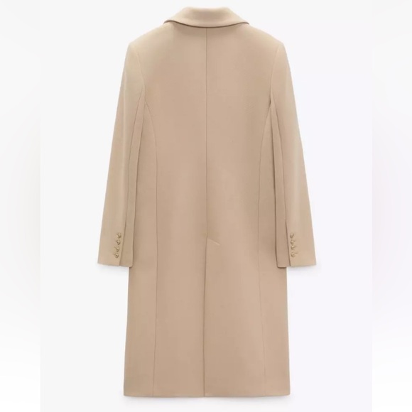 Zara Wool Blend Double Breasted Fitted Coat in Camel Medium NWT - Picture 7 of 16